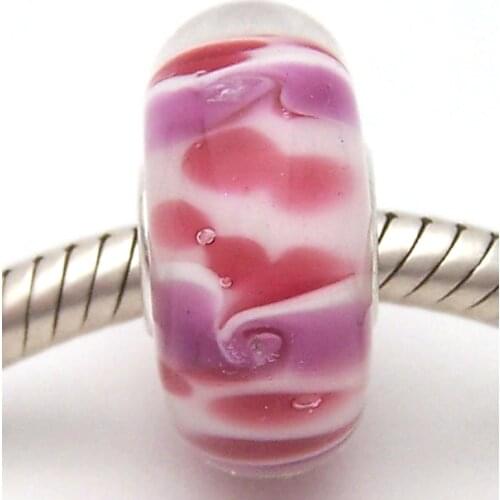 JG1221 100% S925 Sterling Silver Beads Murano Glass beads Fit European Charms Bracelet charms diy jewelry Lampwork GlassBeads