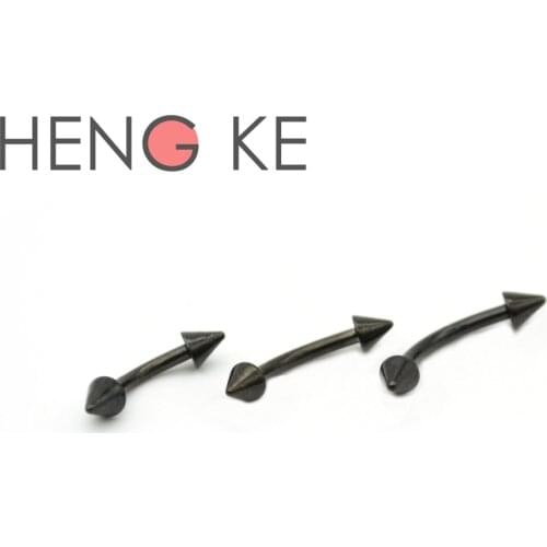 Black Titanium Anodized Eyebrow Ring Lip Tragus Eyebrow Labret Ring STEEL CURVE BAR PIERCING JEWELRY 2.5mm Cone Free Shipping