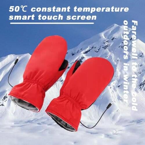 Winter USB Electric Heated Gloves Mittens Full Finger Touch Screen Heating Gloves Motorcycle Cycling Bicycle Thermal Ski Gloves
