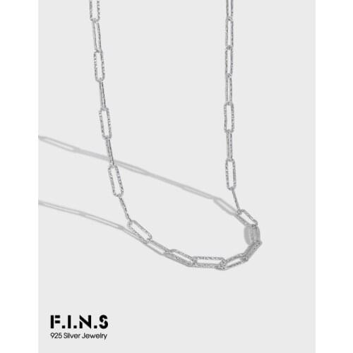 F.I.N.S Classic Korean INS Design Cuban Curb Chain S925 Sterling Silver Necklace Choker Female Tin Foil Link Clavicle Chain