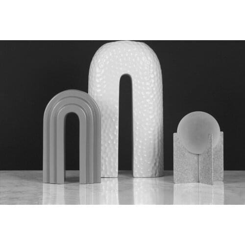 Geometric European Style Vase Modern Minimalist Flower Arrangement Vase White for Living Room Decorazioni Casa Decoration EL50VA