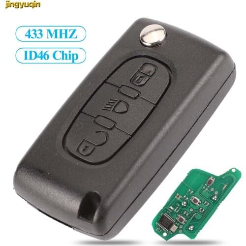 Jingyuqin Remote Flip Car Key ASK/FSK 433MHZ ID46 For Citroen C2 C3 C4 C5 C6 C8 3 Buttons Light VA2/HCA Blade CE0523 CE0536