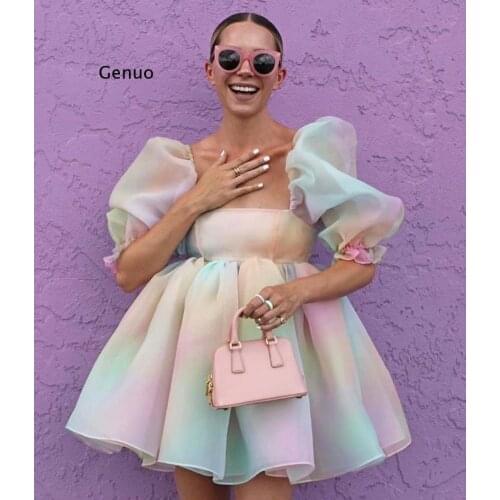 Colorful Tulle Dresses Women Short Dress Pretty Mini Prom Gowns Girl Cute Summer Dresses for Women Party