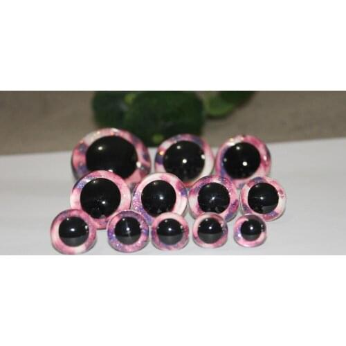 50pcs/lot new unique 13mm--40mm round clear safety animal toy eyes +new glitter fabric+ washer for diy doll findings--02