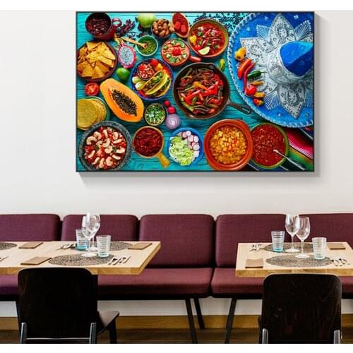 Kitchen Theme Wall Art Posters and Prints Mexican Food Canvas Paintings on The Wall Art Cuadros Canvas Pictures for Home Decor