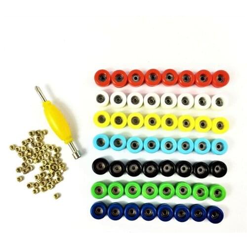 BIXE Lot 56PCS/Set Bearing Wheels & Spanner Nuts Accessaries For Professional Wooden Fingerboard Skateboards Toy Xmas Gift