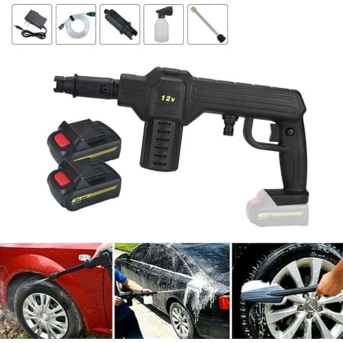 Cordless High Pressure Car Washer Spray Gun Wash Water Gun Portable Washing Cleaner + 12/24V Battery + 5M Hose + Sprinkler