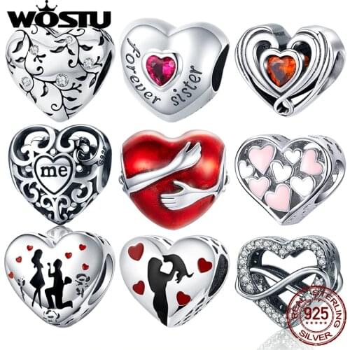 WOSTU Authentic 925 Sterling Silver Embrace Love Beads Charms Pendant Fit Bracelets Women Party DIY Fine Jewelry Gift Making