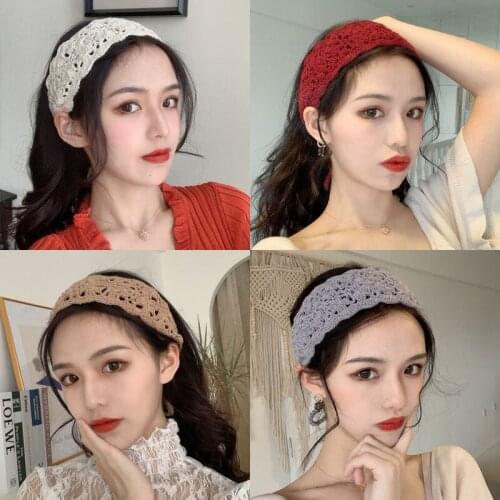 Fashion Crochet Women Hair Accessories Headband Solid Color Knitting Hair Bands Headbands 2021 Sweet Hairbands