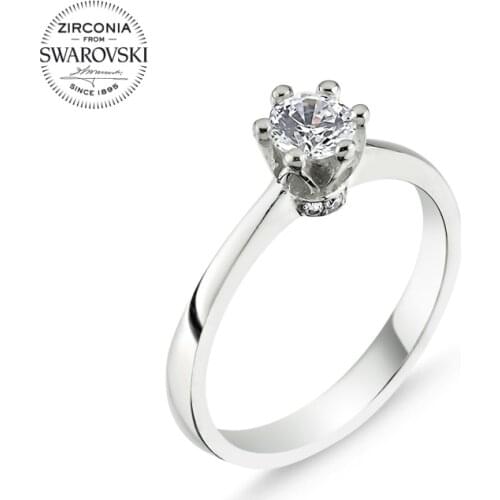 Silver 925 Sterling Swarovski Zirconia Cubic Zirconia Engagement Ring
