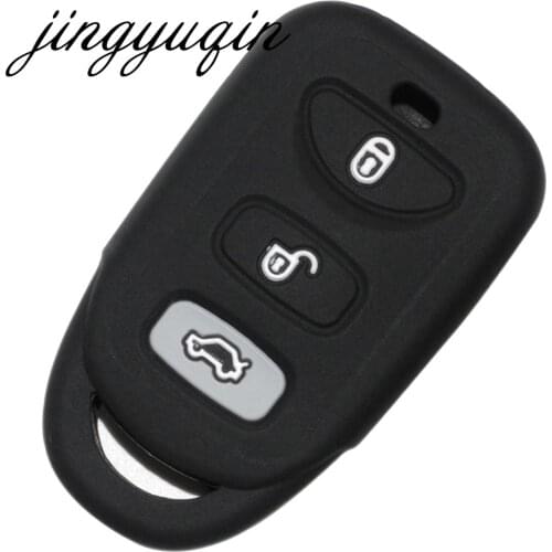 Jingyuqin Silicone Skin Cover for Hyundai KIA Tuscon Elantra Rio Sportage Rondo Accent Remote 4 Button Key Case Fob 3B+ Panic