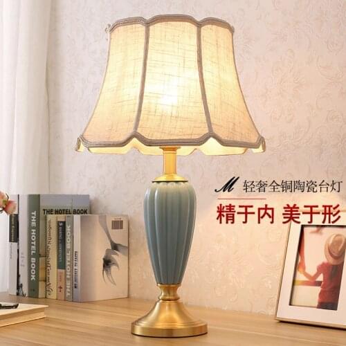 TUDA 36X59cm Free Shipping American Minimalist Style Table Lamp For Living Room Bedroom Blue Vase Decorative Ceramic Table Lamp