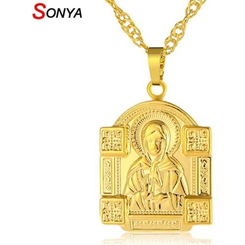 SONYA Blessed Matrona of Moscow Pendant Necklace Gold Color Jewelry Catholicism/Orthodox Church Virgin Mary Necklace Jewelry