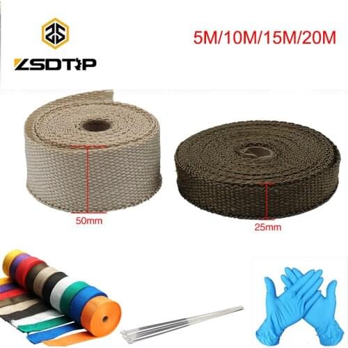 ZSDTRP 2.5cm 5cm 5M/10M/15M Motorcycle Exhaust Thermal Exhaust Tape Header Heat Wrap Resistant Downpipe For Motorcycle Car
