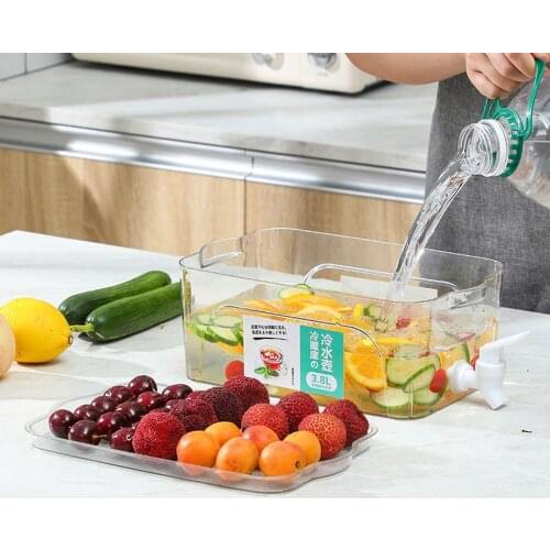 Cold Resistant 3.8L Water Jug & Faucet Lemon Juice Jug Kitchen Drinkware Kettle Pot Cold Water Bottle Container Kitchen Pitcher