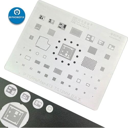 AMAOE Reballing Stencil for iPhone 11Pro MAX A13 CPU BGA Reballing for iPhone Repair Tin Planting Net Soldering Steel Net