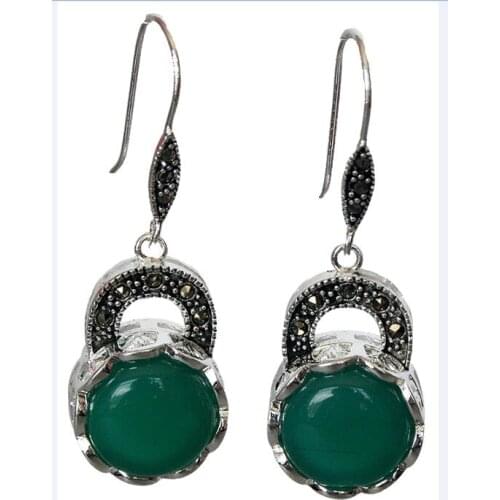 Ladys SorcerKeeper Stone 925 Sterling Earrings for Women Natural Stone bread big earringsWomen Party