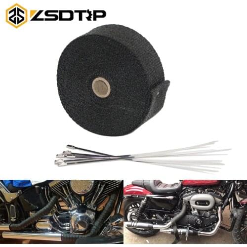 ZSDTRP Motorcycle Incombustible Turbo Manifold Heat Exhaust Wrap Tape Thermal Stainless Tiles 1.5mm*50mm*5m/10m/15m