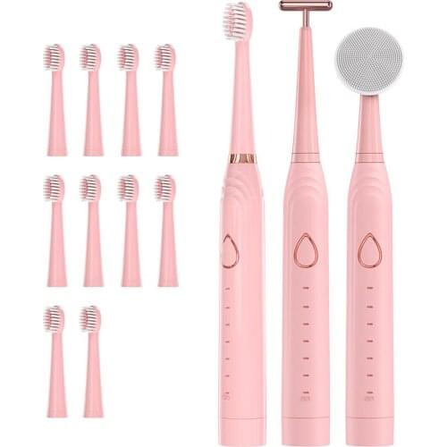 Sonic Electric Toothbrushes for Adults Kids Smart Timer Rechargeable Whitening Toothbrush IPX7 Waterproof 10 Brush Head