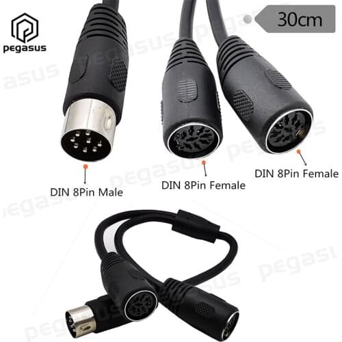 0.3 Meters MIDI DIN 8-Pin 1 Male to 2 Female Splitter Y Adapter Data Cable