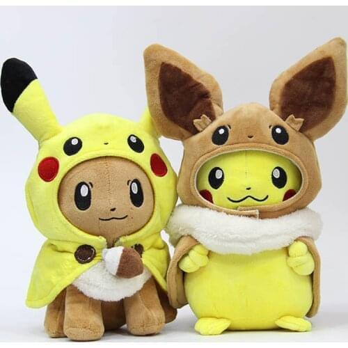 1pcs 30cm TAKARA TOMY Pokemon Pikachu Cosplay Eevee Plush Toys Soft Stuffed Plush Toys Gifts for Kids