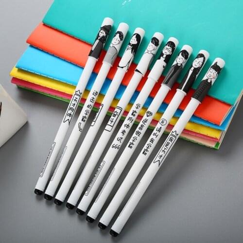 2Pcs Creative Learning Pen Cute Hand-painted Text Student Gel Pen Office Stationery Water-based Signature Pen School Supplies