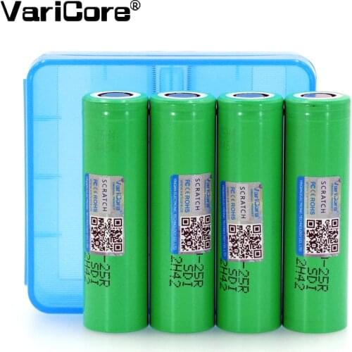 4pcs VariCore New 18650 2500mah Rechargeable battery 3.6v INR18650 25R 20A drain batteries + Storage box