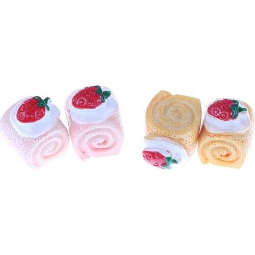 5pcs/lot Resin Cabochons For Phone Decoration Strawberry Cake Adorable Miniature Cakes DIY Crafts Making DIY Kitchen Toy