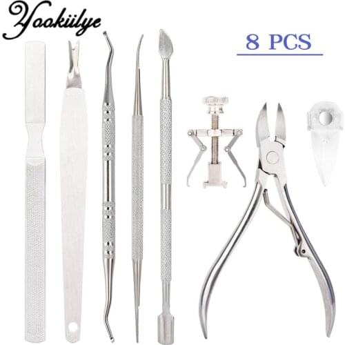 8Pcs/set Professional Pedicure Tools Ingrown Toenail Tools Kit Nail Care Ingrown Toenail Removal Correction Clippers Foot Care