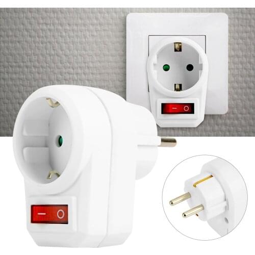 European Conversion Plug 1 to 1 Way Power Adapter Adaptor with Switch 16A AC 250V EU Travel Socket