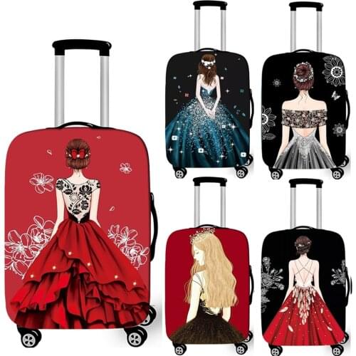 Elegent ladies print luggage protective cover women travel baggage trolley case covers elastic suitcase covers for travelling