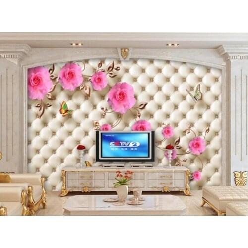 Custom photo 3d wall paper mural on the wall Soft package diamond rose flower home decor photo wallpaper in the living room