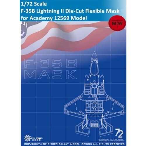 GALAXY D72005 1/72 Scale F-35B Lightning II Die-cut Flexible Mask for Academy 12569 Aircraft Model Kit