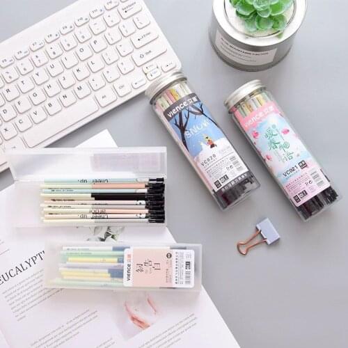 50/30PcsNeutral Refill Carbon Black 0.5mm0.38mm Full Needle Tube Korean Version Small Fresh Pen Cartridge Barreled Refill