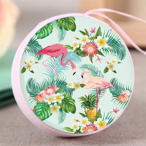 Flamingo Coin Purse for Girls Mini Student Simple Female Cute Headphones Small Wallet Cartoon Printing Children Birthday Party