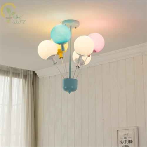 Creative Modern Balloon Ceiling lights childrens room Ceiling lamps boys girls bedroom Lamp with Colourful Glass Lampshade
