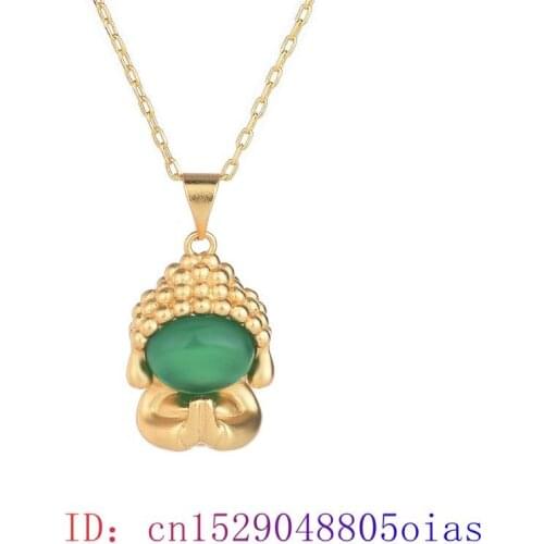 Jade Buddha Pendant Chalcedony Gemstone Crystal Amulet Jewelry Zircon Necklace Natural Women Charm Gifts Chinese 925 Silver