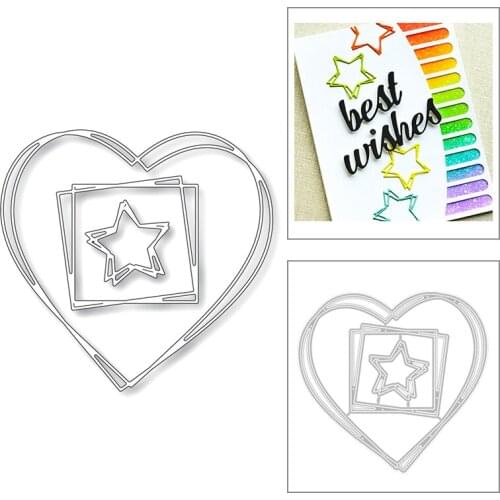 2020 New Pentagram Star Square and Heart Frame Layering Metal Cutting Dies For Making Greeting Card Paper Scrapbooking No Stamps