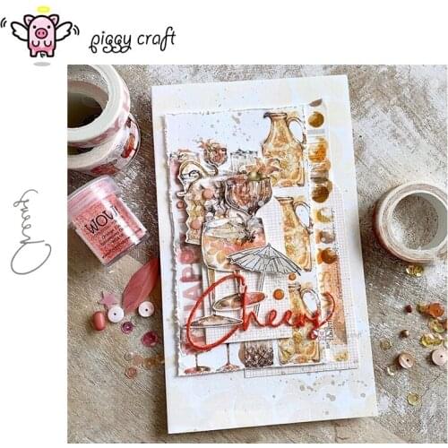 Piggy Craft metal cutting dies cut die mold Cheers letter decoration Scrapbook paper craft knife mould blade punch stencils dies