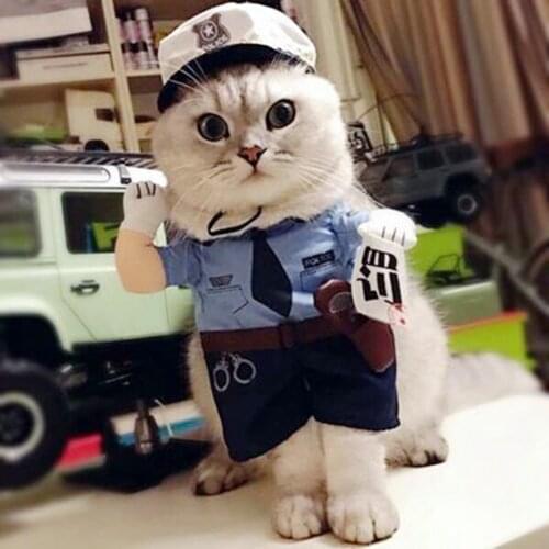 Polyester Cute Pet Halloween Clothes Penalty Police Upright Costume Dress Up for Cats Dogs(L)