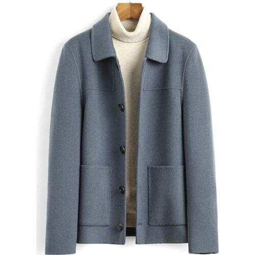 Short Wool Coat Men Double-sided Spring Autumn Woolen Jacket Mens Coats Overcoat Casual Jackets Casaco Masculino 5021 KJ5521