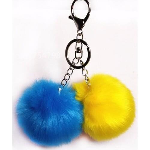 New A Pair Hair Bulb Key Chain Fluffy Fake Fur Ball Key Ring Cute Pendant Bag Charming Big Pompon Key Holder Personality Gifts