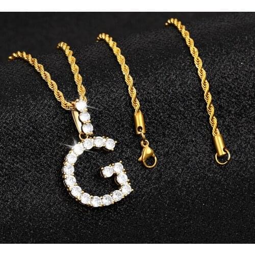 Initial Necklace for Women Gold Zircon Letter Name Pendant Rope Chain Necklace Choker Collares A-Z Jewelry Christmas Gifts