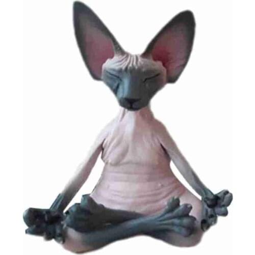 Whimsical Buddha Cat Figurine Meditation Yoga Happy Cat Decor Art Sculptures Animals Model Figure Toys Home Decoration