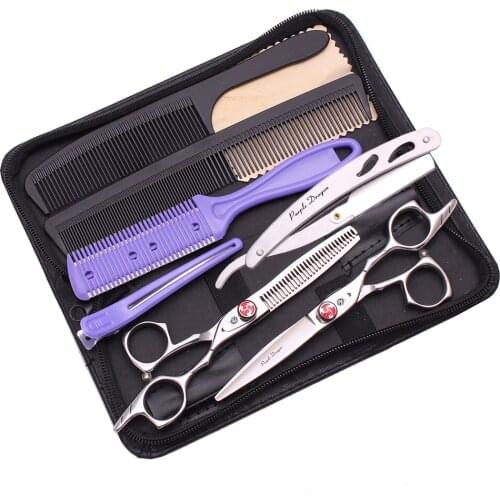 Purple Dragon 5.5" 6" JP Stainless Professional Hair Scissors Styling Tool Haircut Thinning Scissors Hair Cutting Scissors 9017