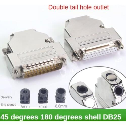 Industrial Grade Solid Pin DB25male and Female Connector 25 Pin Plug 45 Degree 180 Degree Outlet Metal Hood Computer Components