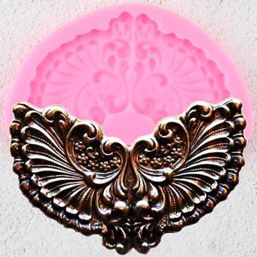 Angel Wings Cake Border Silicone Molds Relief Frame Fondant Cake Decorating Tools Candy Polymer Clay Chocolate Gumpaste Moulds