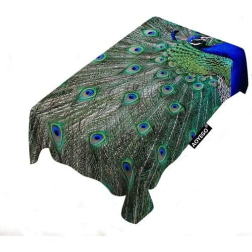 Bird Feather Nature Beautiful Round Circle Dot Grid Mesh Striped Head Oblong Tablecloth