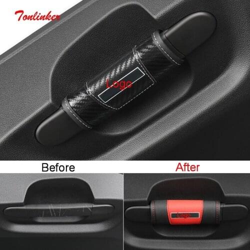 Tonlinker Interior Tailgate Handle Andi-Dirty Cover Sticker For GWM HAVAL H6 2021 Car Styling 1 PCS PU Leather Cover Stickers