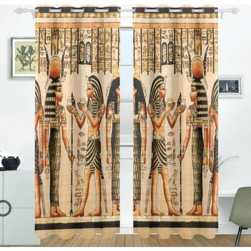 Vintage Egypt Art Curtains Drapes Panels Darkening Blackout Grommet Room Divider for Patio Window Sliding Glass Door